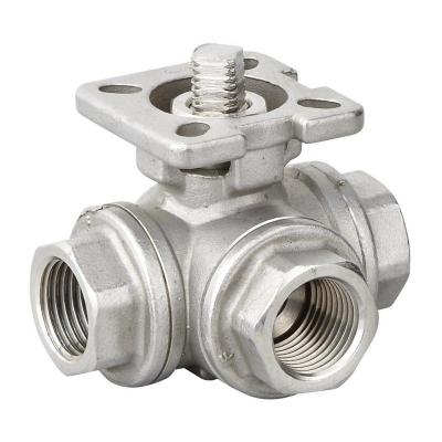 3 Way Stainless Steel Ball Valve with ISO 5211 Mounting Pad